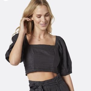 Joie Blanche Linen Top NWT black size L